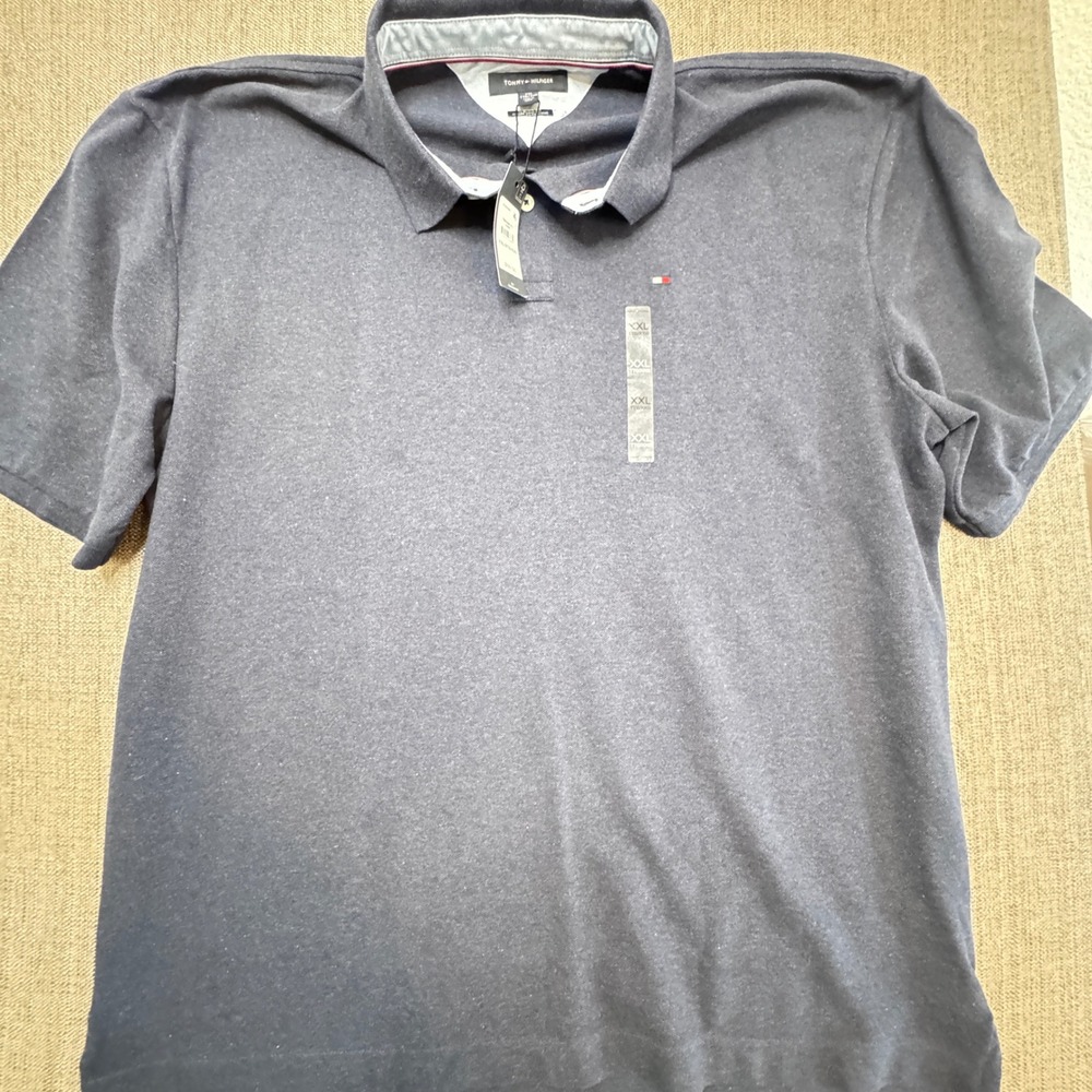 Tommy Hilfiger Mens XXL Navy Blue Classic Fit Pique Polo Shirt 7802266 411